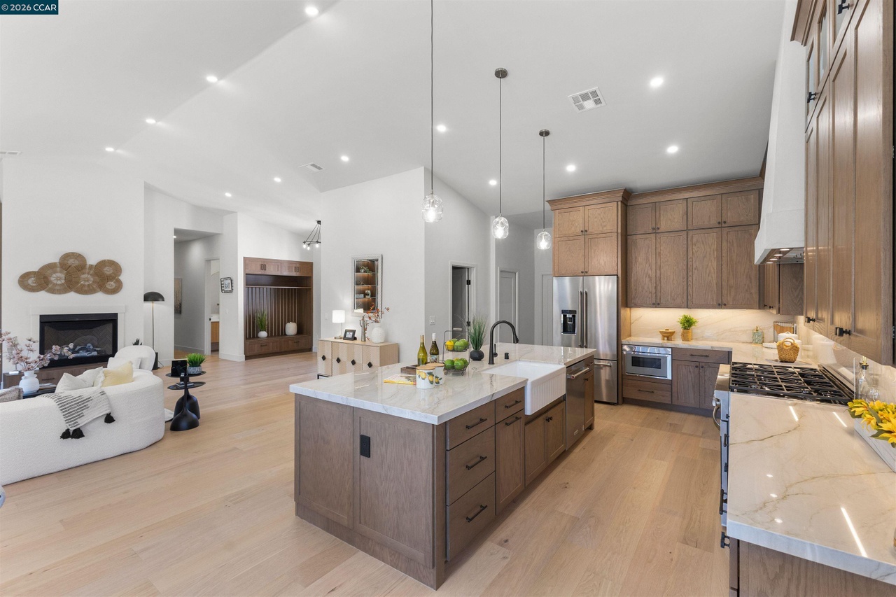 Lancaster kitchen with wood island cabinetry and full-height perimeter cabinets